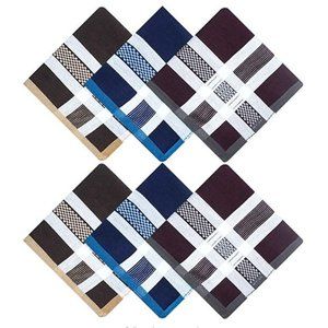 Men's Hipster Soft Cotton Handkerchiefs6 Piece Colorful Plaid Handkerchief Set B